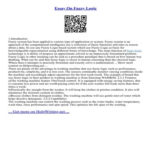 Essay On Fuzzy Logic