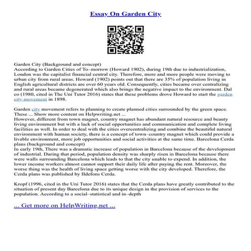 Essay On Garden City