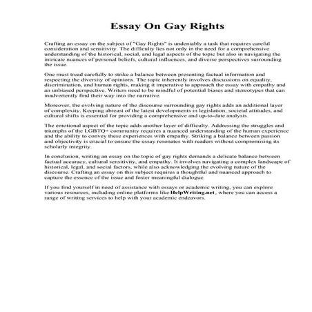 Essay On Gay Rights. Reading Hospital School of Health Sciences