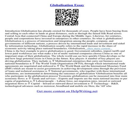 Essay On Globalisation