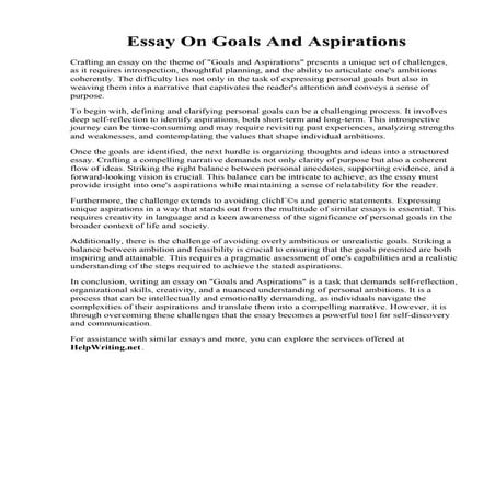 Essay On Goals And Aspirations