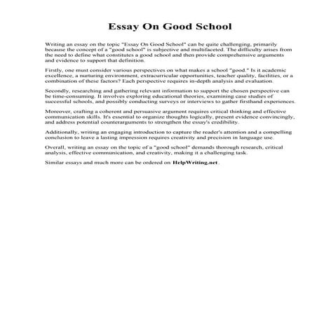 Essay On Good School. Queensborough Community College