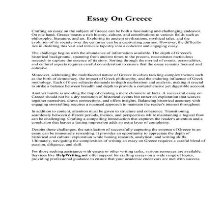 Essay On Greece. Black River Technical College