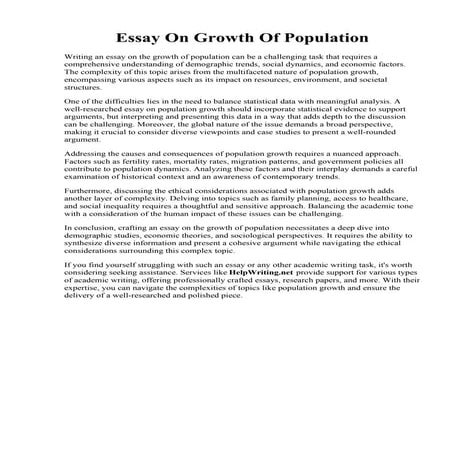 Essay On Growth Of Population