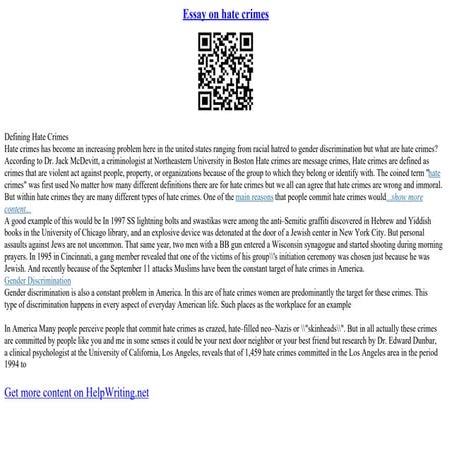 Essay On Hate Crimes