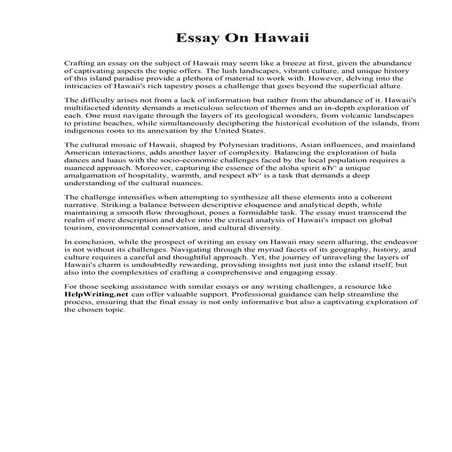 Essay On Hawaii. Downstate Medical Center