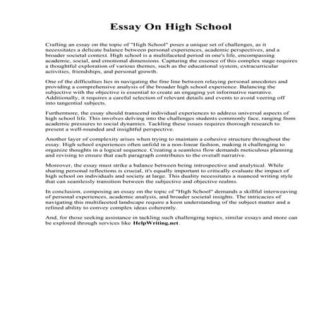 Essay On High School. Neumann University