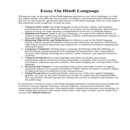 Essay On Hindi Language. Essay on students and politics in hindi - essnewday....