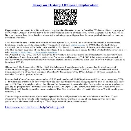 Essay On History Of Space Exploration