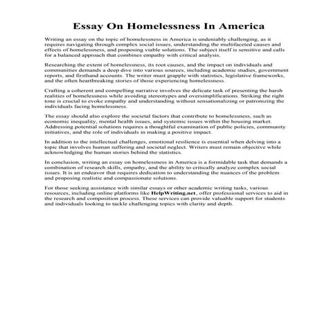 Essay On Homelessness In America.pdf