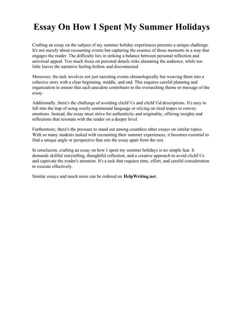 Essay On My Summer Vacation For Kids.pdf