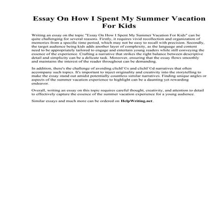 Essay On How I Spent My Summer Vacation For Kids.pdf