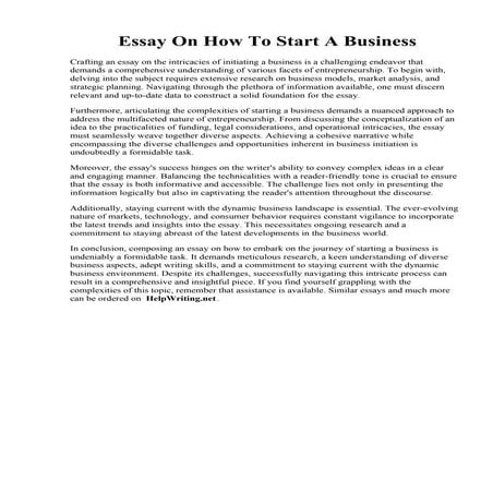 Essay On How To Start A Business