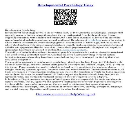 Developmental Psychology Essay | PDF