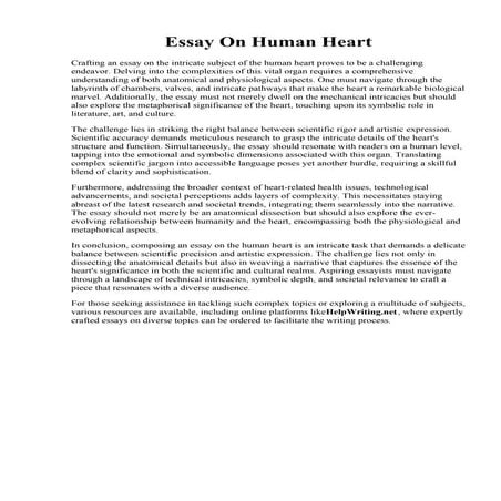 Essay On Human Heart. the heart - A-Level Science - Marked by Teachers.com