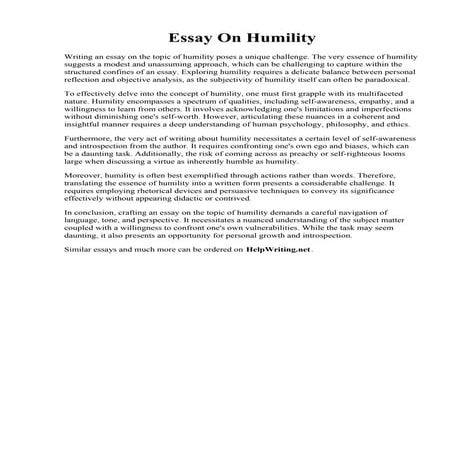 Essay On Humility