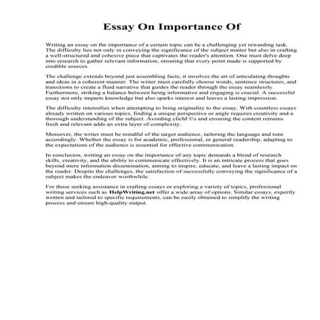 Essay On Importance Of.pdf | Free Download