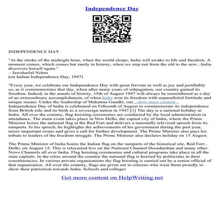 Essay On Independence Day Of India