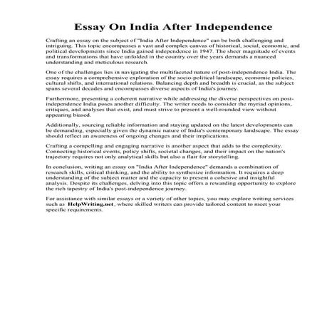 Essay On India After Independence
