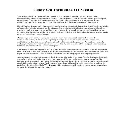 Essay On Influence Of Media. Hope College