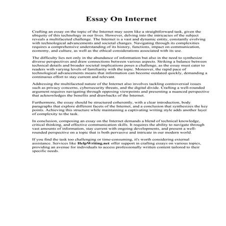 Essay On Internet. Greenville University
