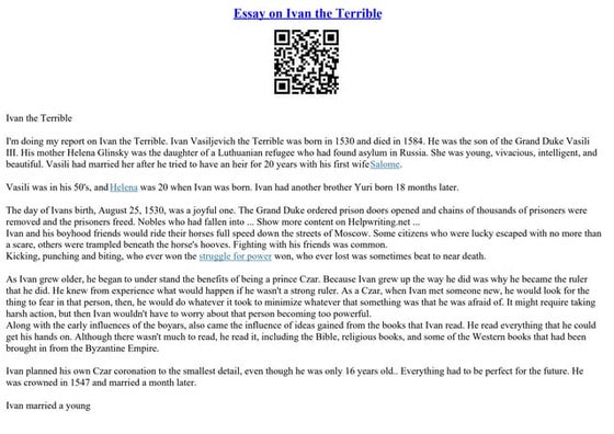 Essay On Ivan The Terrible