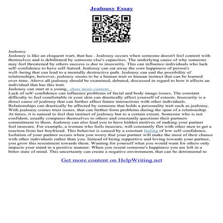 Essay On Jealousy