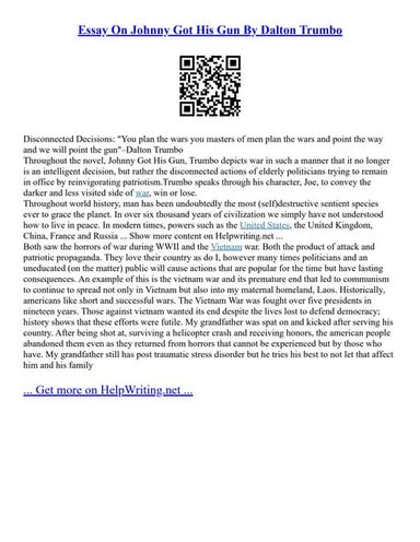 Essay On Johnny Got His Gun By Dalton Trumbo