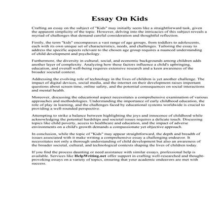 Essay On Kids | PDF