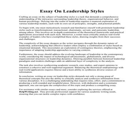 Essay On Leadership Styles