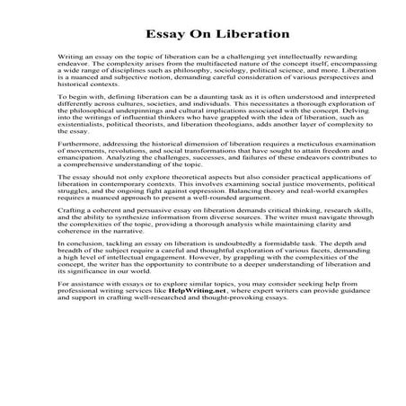 Essay On Liberation. Mission College (California)