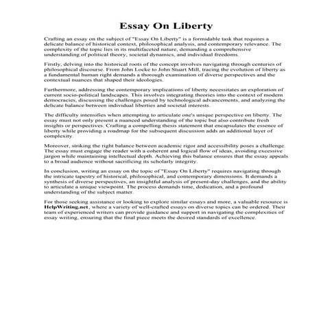 Essay On Liberty. Freedom Essay  Year 12 HSC - English as a Second Language  ...