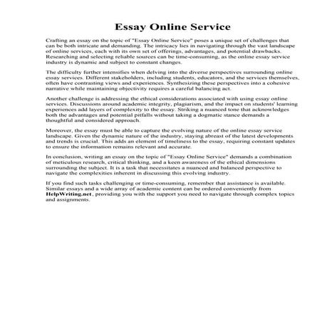 Essay Online Service. Online custom essay writing service - 24/7 Homework Help.