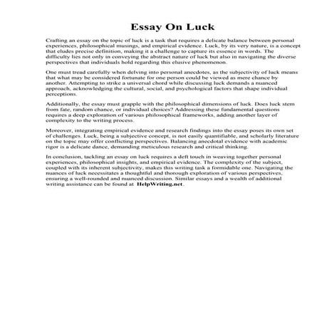 Essay On Luck