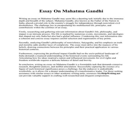 Essay On Mahatma Gandhi. Jackson State University