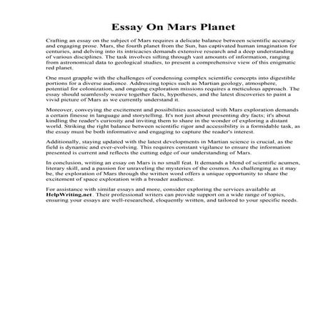 Essay On Mars Planet. Essay on Life on Mars  Life on Mars Essay for Students ...