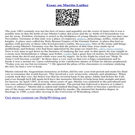 Essay On Martin Luther