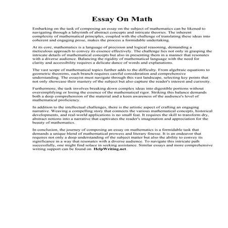 Essay On Math. Math Essay  Learnosity Author Guide