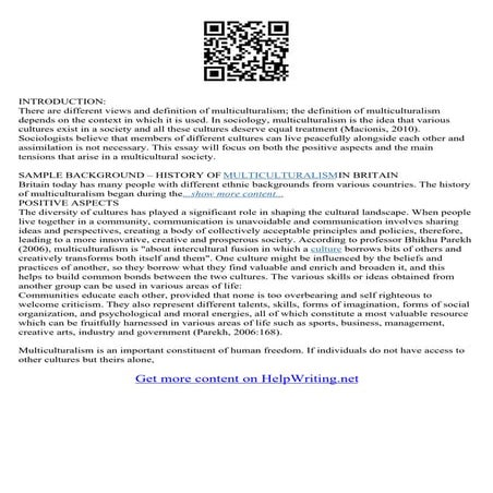 Essay On Multiculturalism