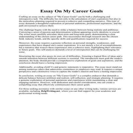 Essay On My Career Goals