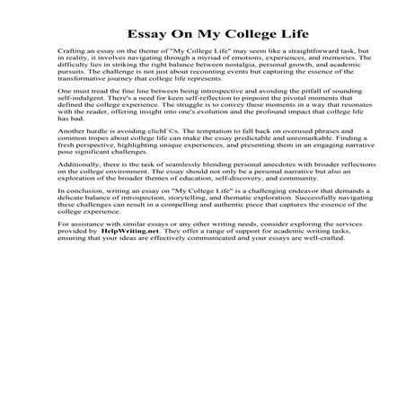 Essay On My College Life. Admission essay: Being a college student essay
