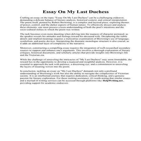 Essay On My Last Duchess