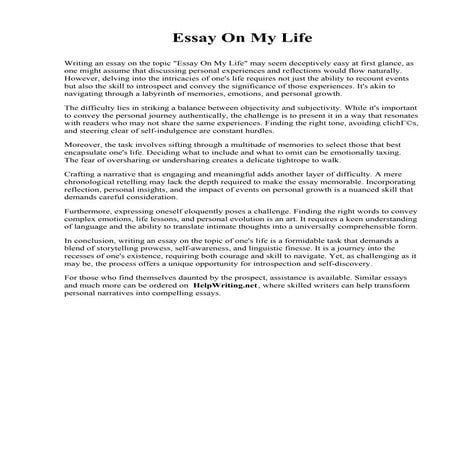 Essay On My Life