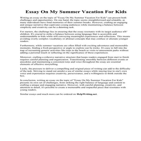 Essay On My Summer Vacation For Kids
