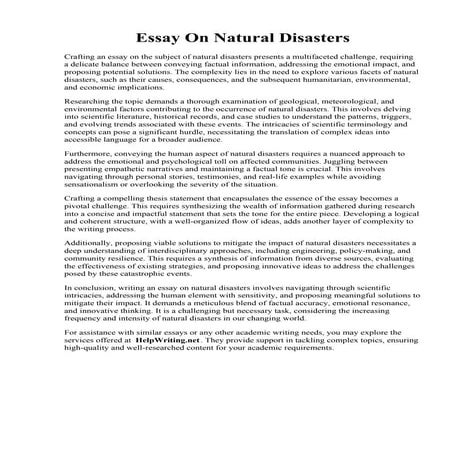Essay On Natural Disasters. College Essay: Essay on natural disaster