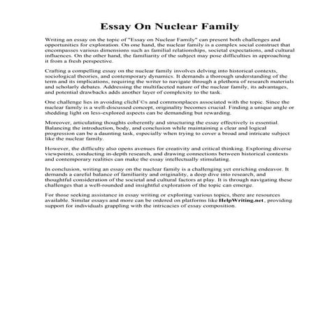 Essay On Nuclear Family. Essay on nuclear family advantage and disadvantages
