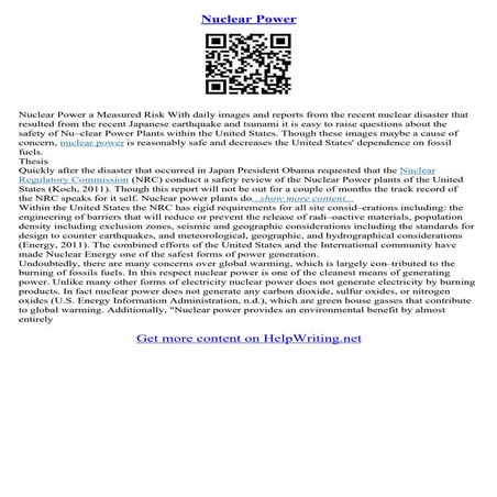 Essay On Nuclear Power