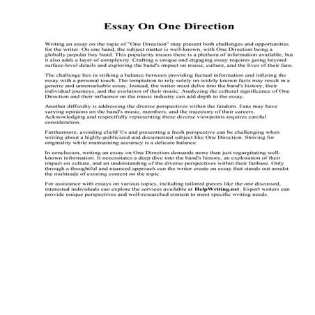 Essay On One Direction. St. Cloud Technical and Community College