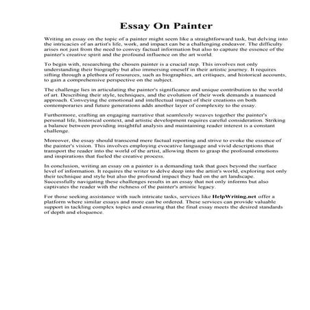 Essay On Painter