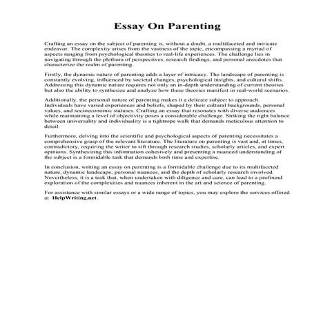 Essay On Parenting. Monroe Community College